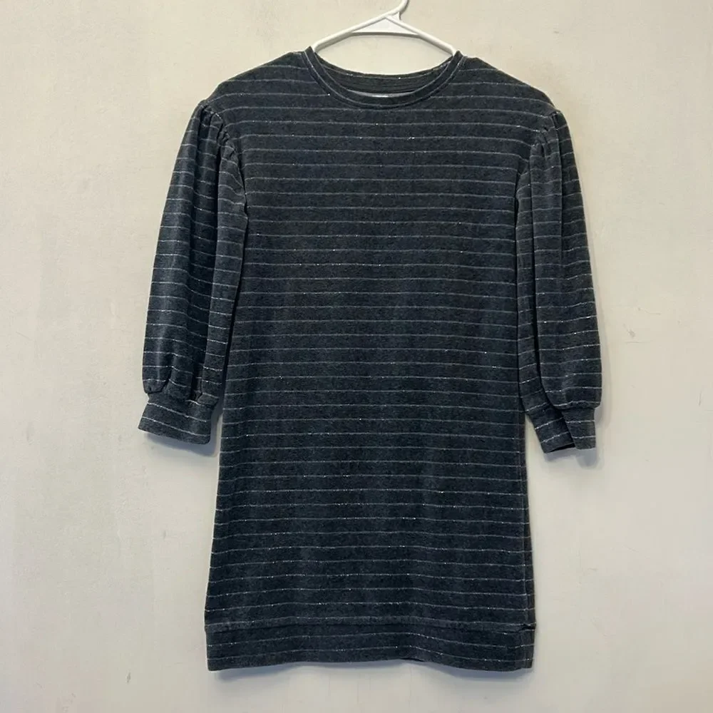 Gap Kids long sleeve gray striped sparkle dress Size L EUC